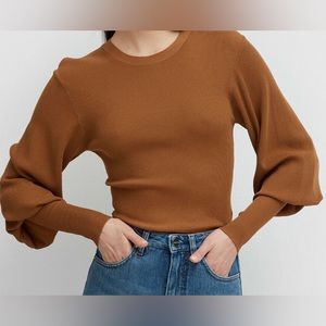 NWT Toteme “Vignola” Puff Sleeve Tan Sweater- XXS